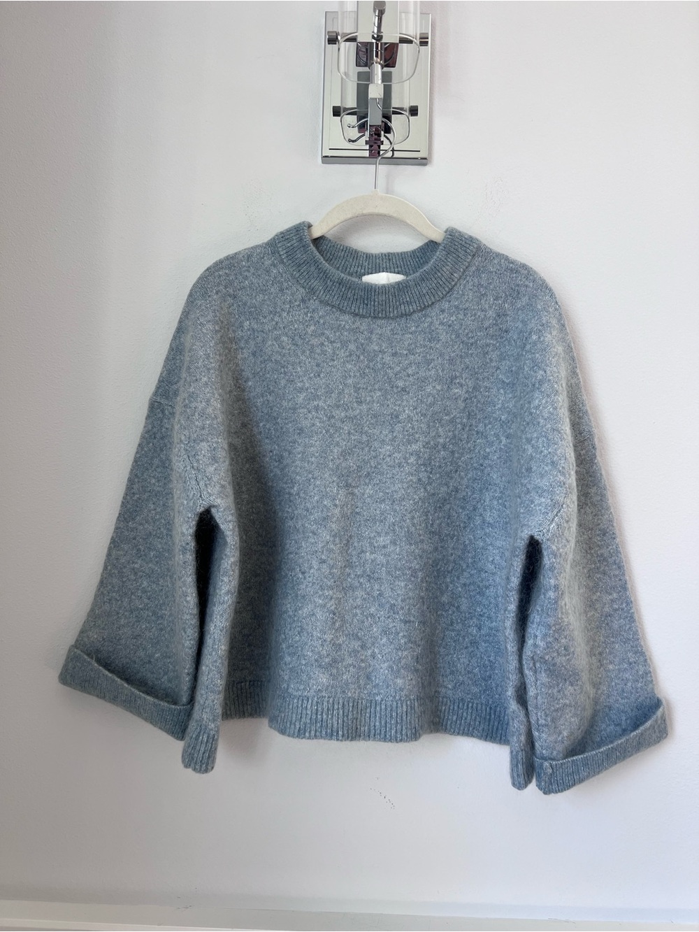H&M Women's Soft Heather Blue Crewneck Sweater
